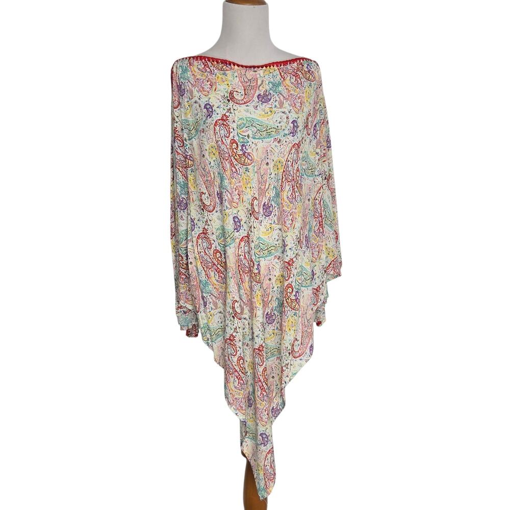 NWT Etro Poncho White Paisley Luxury European Vacation Summer Italy Women OS - Picture 2 of 14